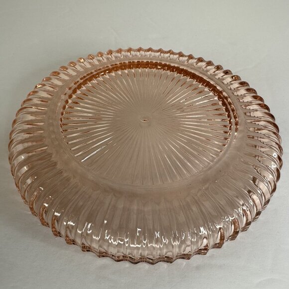 Anchor Hocking QUEEN MARY Pink Depression Glass Berry Candy Bowl Plate Set 1940s - Picture 11 of 15